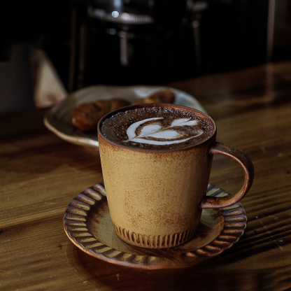 日式粗陶窑变手工咖啡杯