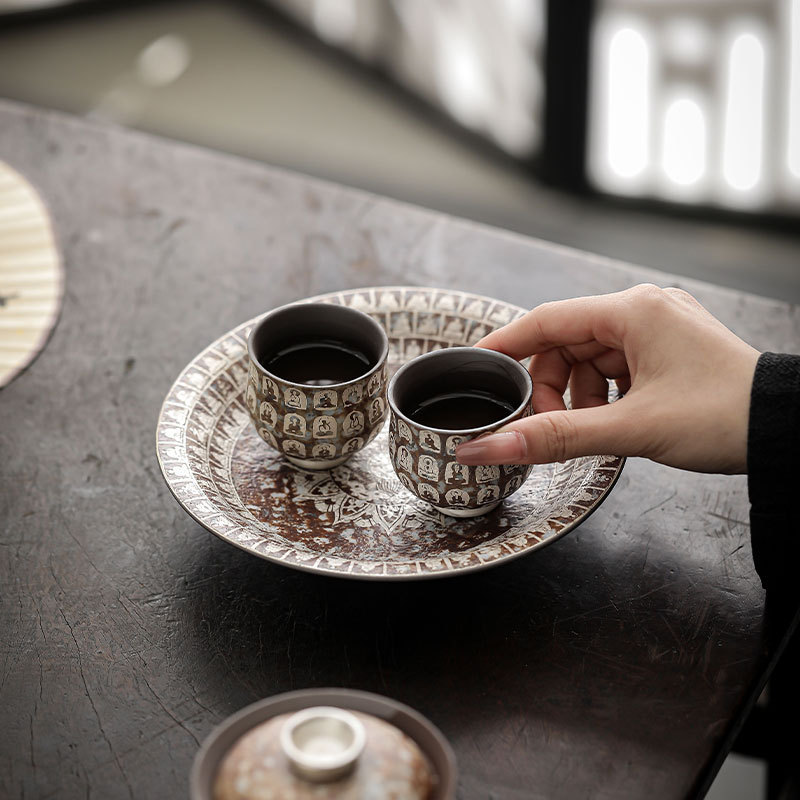 鎏銀萬佛壺承干泡臺家用茶托壺墊