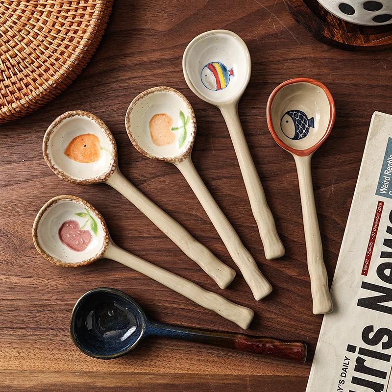 日式可愛釉下彩手繪小湯勺