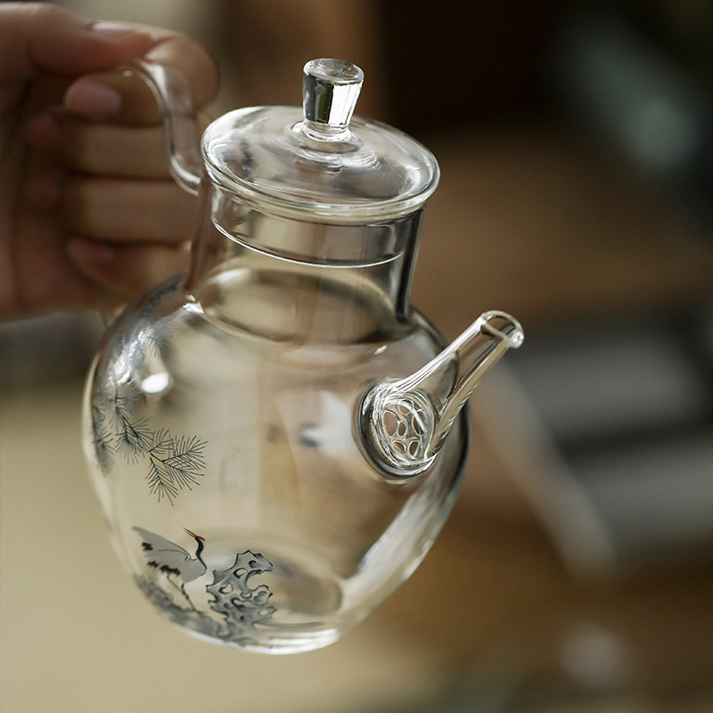 松鶴帶過濾側把玻璃執壺