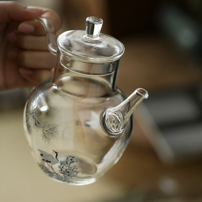 松鶴帶過濾側把玻璃執壺