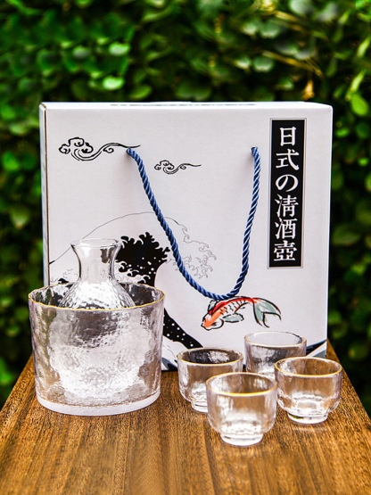 日式金邊錘紋溫酒壺套裝