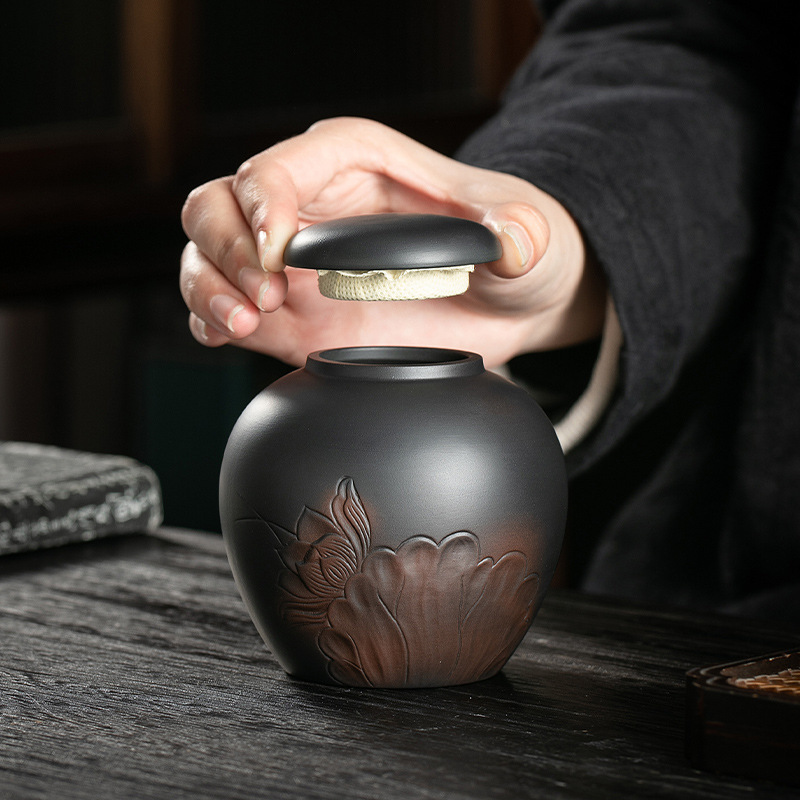 汝窯紫陶茶葉罐