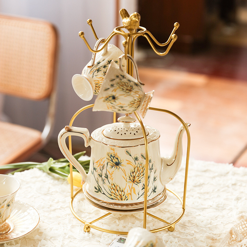 法式復古金穗描金宮廷咖啡杯碟