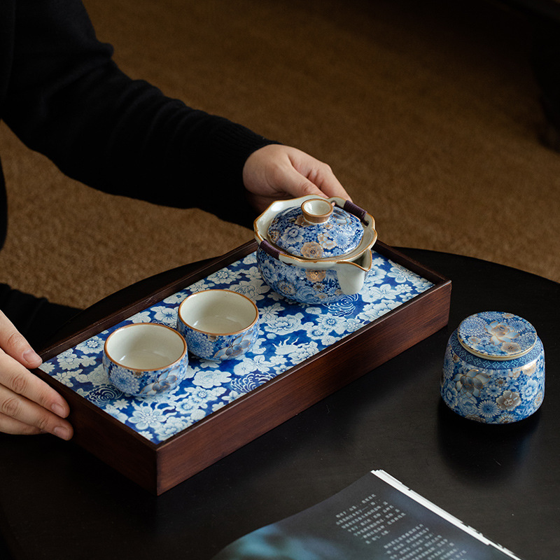 繁花汝窯茶具套裝