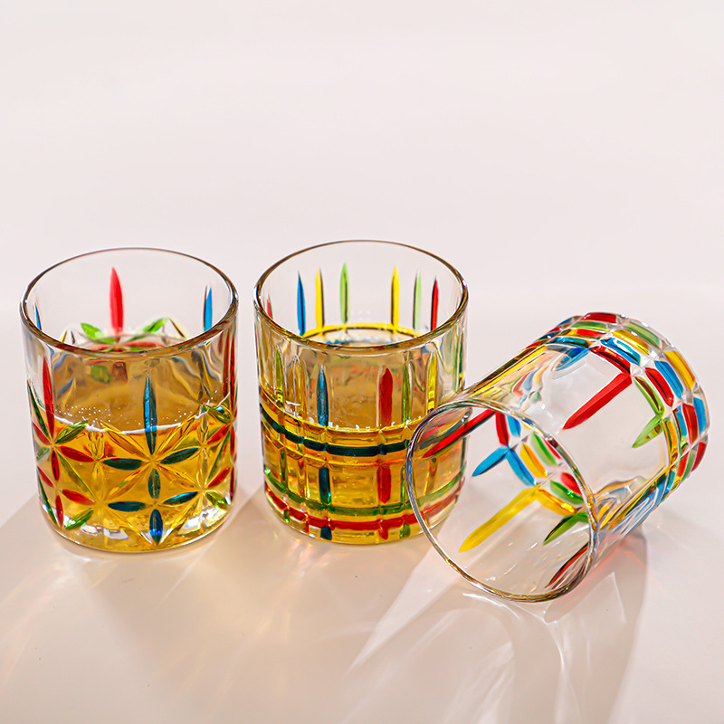 意大利手工彩繪水晶玻璃杯