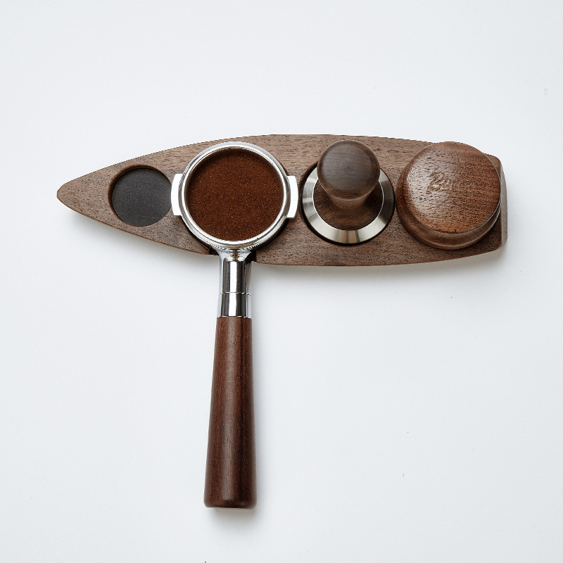 意式船型胡桃木壓粉座佈粉器收納套裝