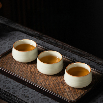 米黃汝窯品茗杯主人杯