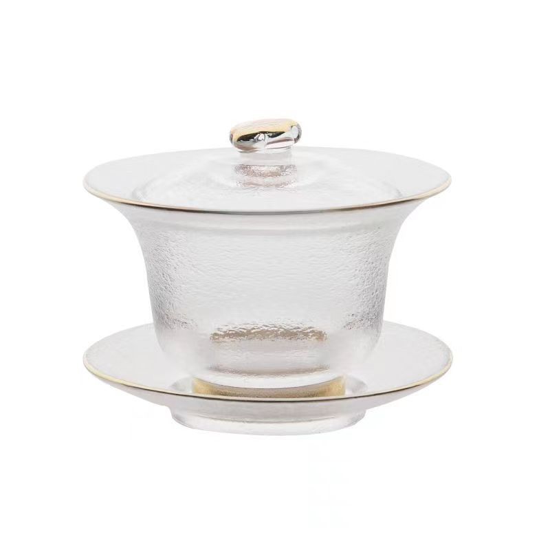 水晶玻璃三才蓋碗泡茶碗功夫茶具