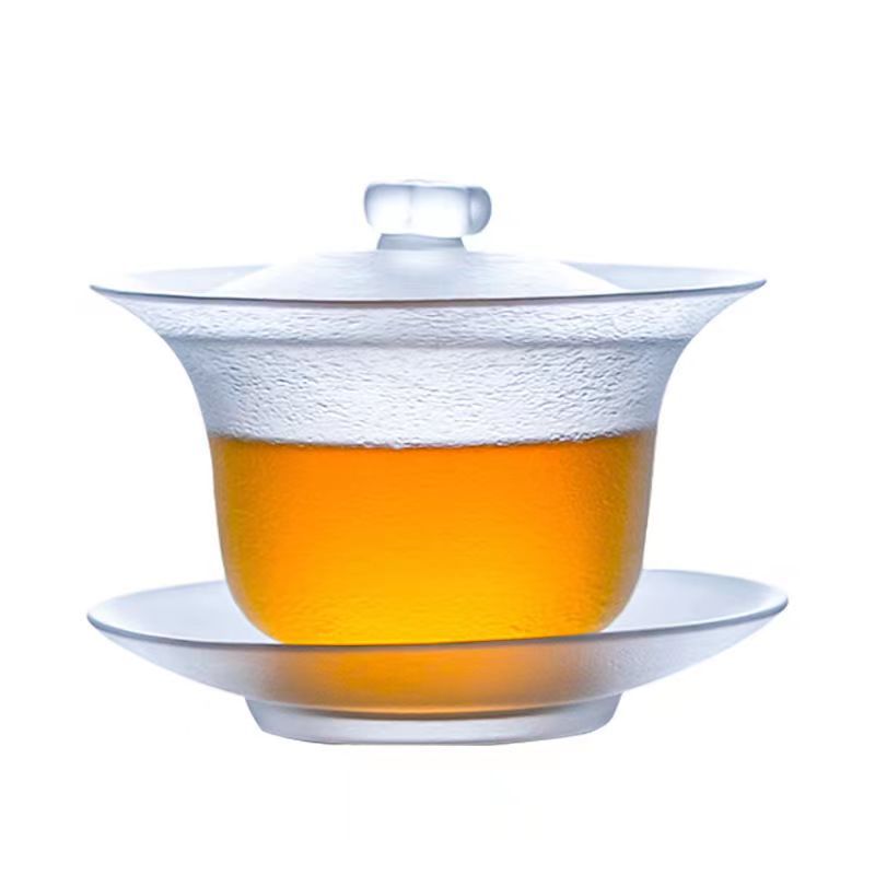 水晶玻璃三才蓋碗泡茶碗功夫茶具