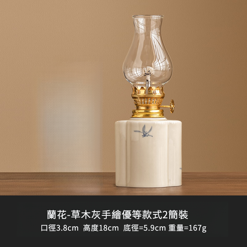 手繪花卉復古煤油燈