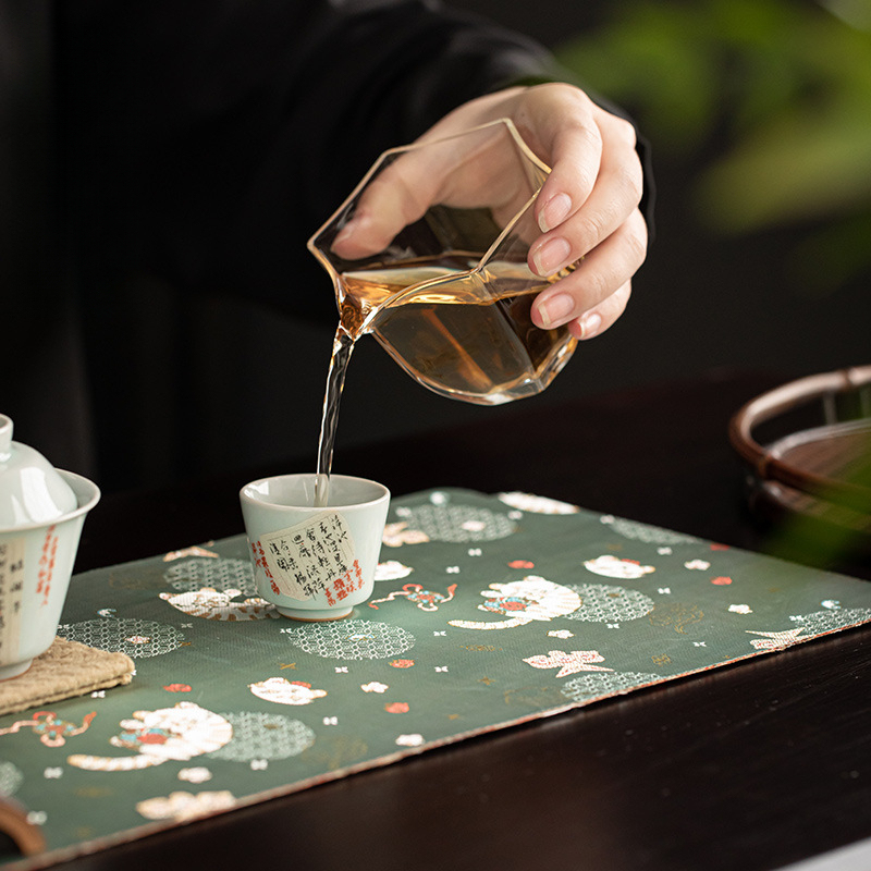 刺绣禅意茶席麻布防水茶盘垫