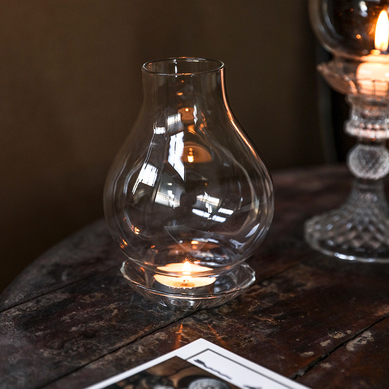 復古防風玻璃燈罩蠟燭台