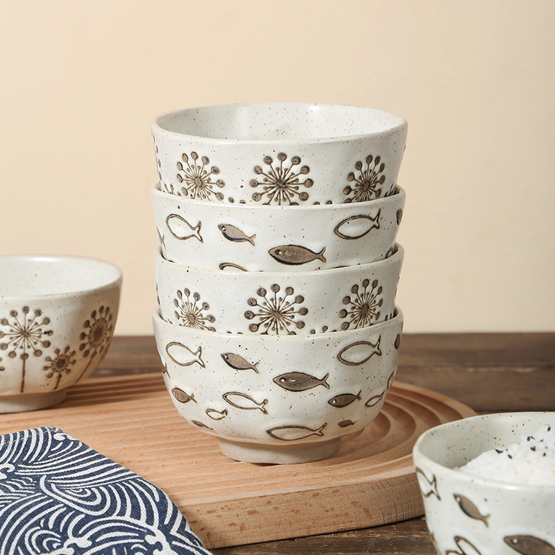 日式粗陶復古碗