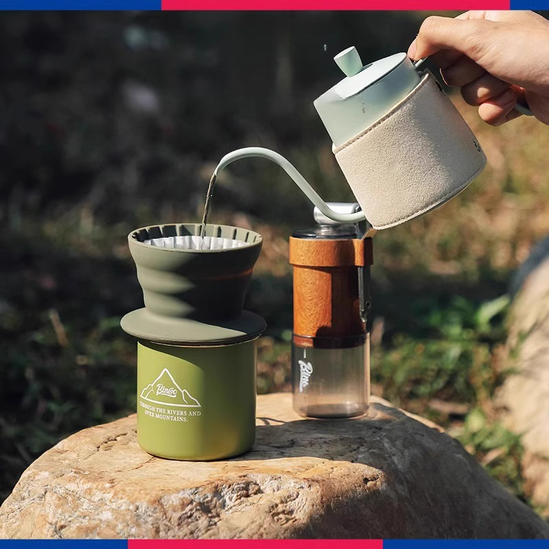戶外硅膠折疊蛋糕濾杯露營手沖咖啡壺套裝