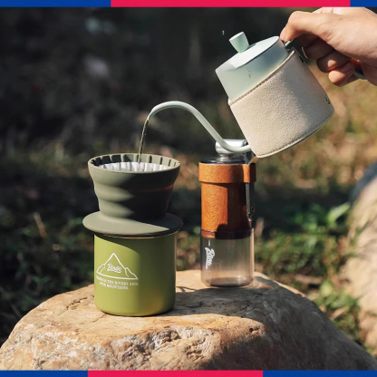 戶外硅膠折疊蛋糕濾杯露營手沖咖啡壺套裝