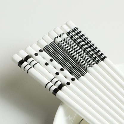 赫本風白色陶瓷筷子套裝5雙裝