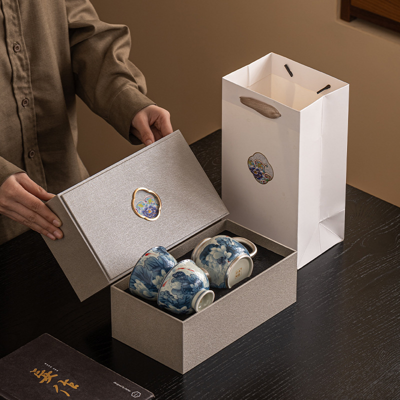 青花鎏銀養生茶壺