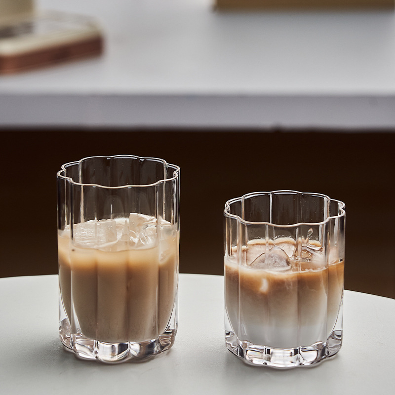 簡約復古條紋冰美式拿鐵咖啡杯