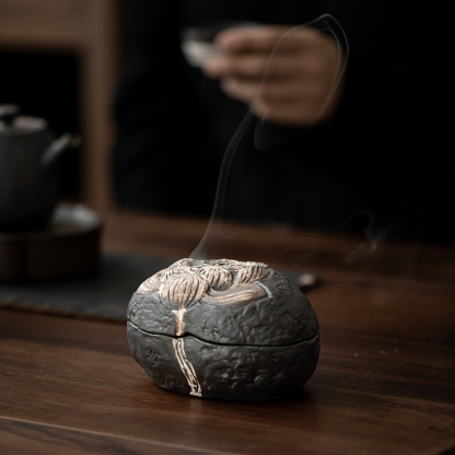 侘寂風手工盛蓮香爐