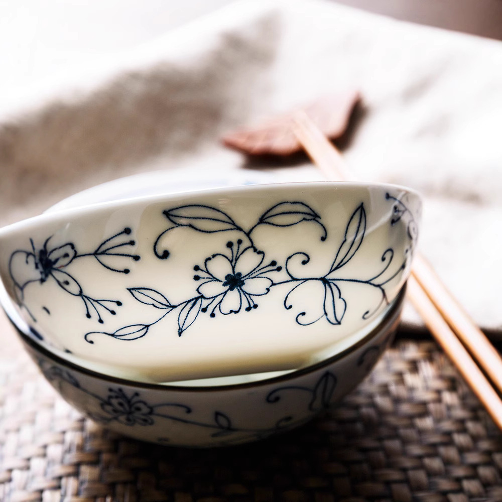 日本輕量瓷線唐草碗碟