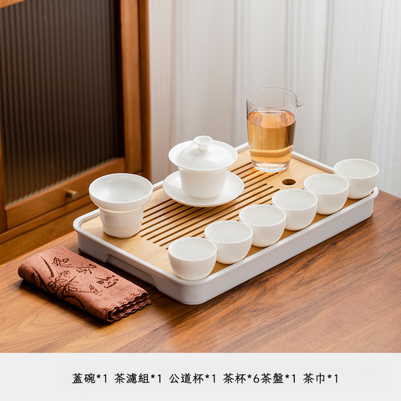 羊脂玉白瓷茶具套裝