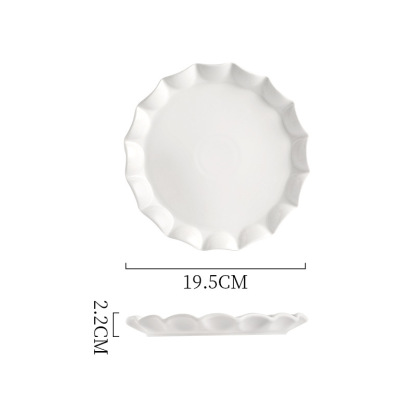 北歐風純白陶瓷花邊圓盤方盤