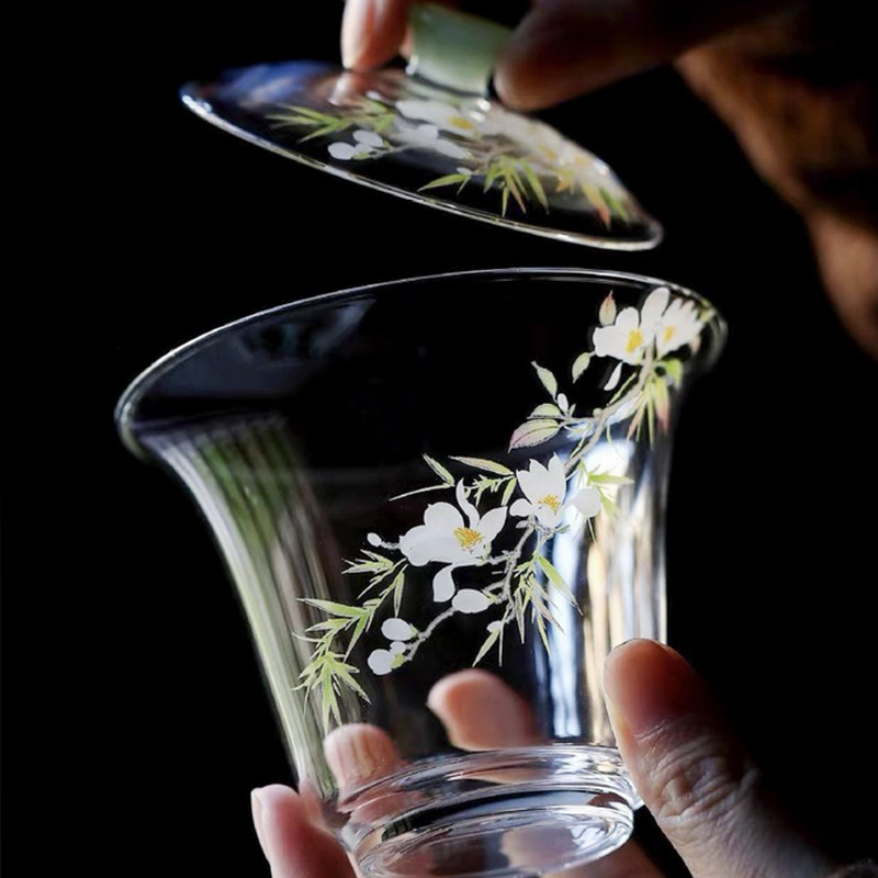 春歸高硼硅透明玻璃蓋碗