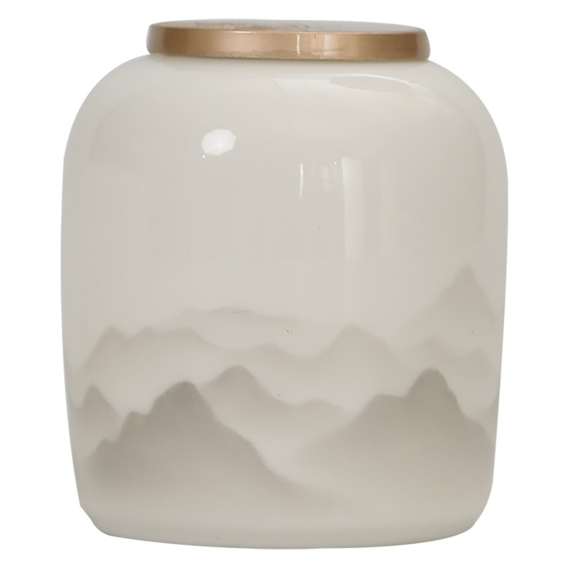 羊脂玉水墨茶葉罐