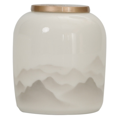 羊脂玉水墨茶葉罐