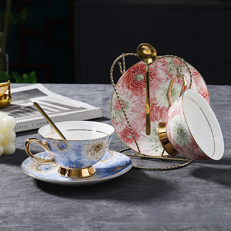 高顏值輕奢小眾骨瓷咖啡杯碟套裝