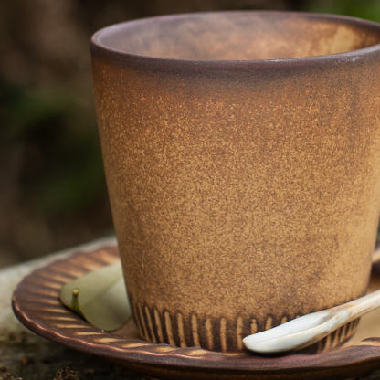 日式粗陶窑变手工咖啡杯