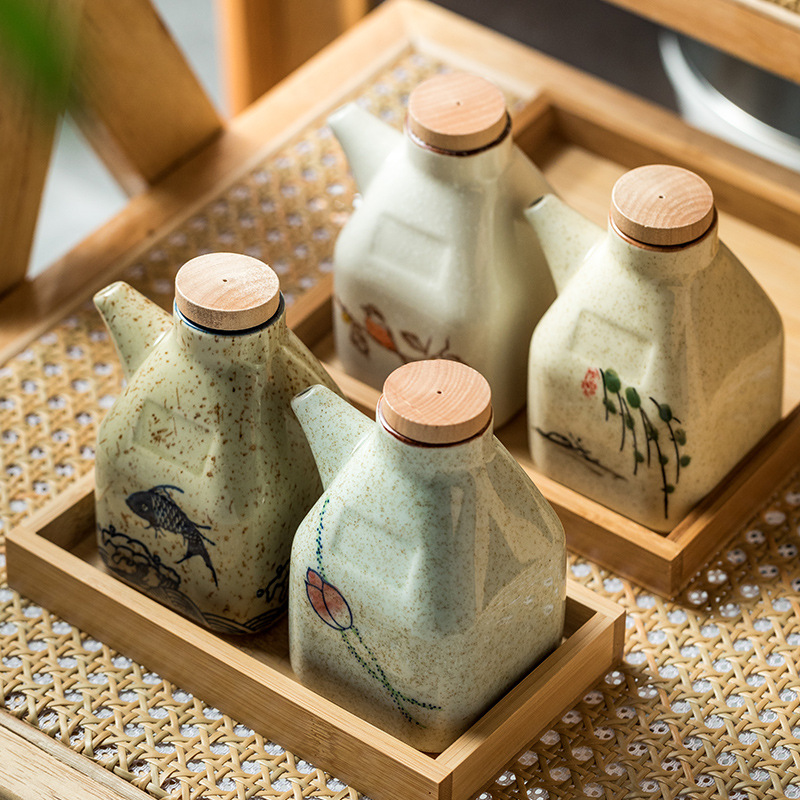日式陶瓷清彩油壺調料壺