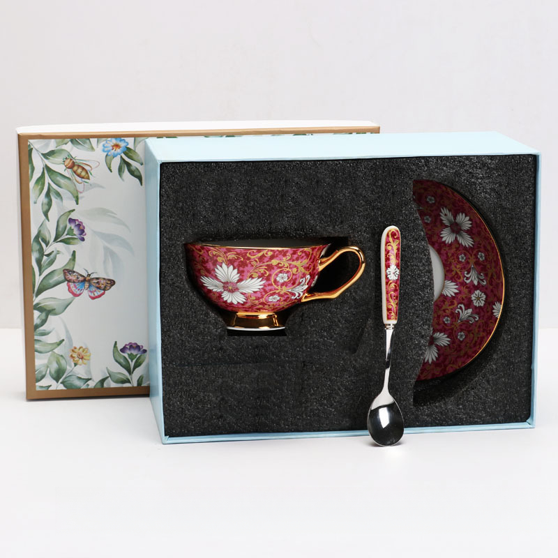 鉤藤歐式輕奢骨瓷咖啡杯碟套裝伴手禮