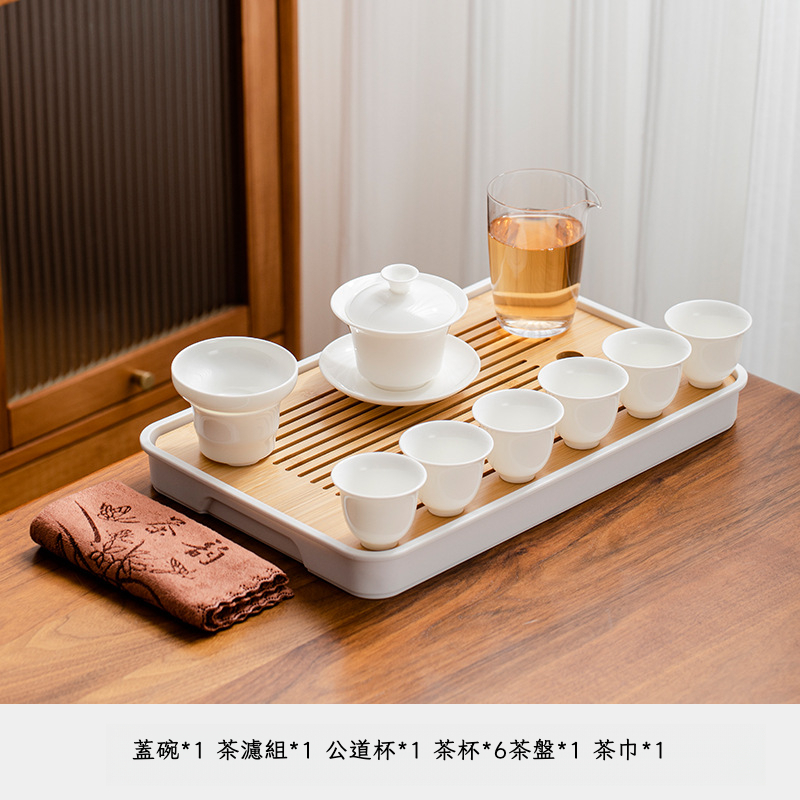 羊脂玉白瓷茶具套裝