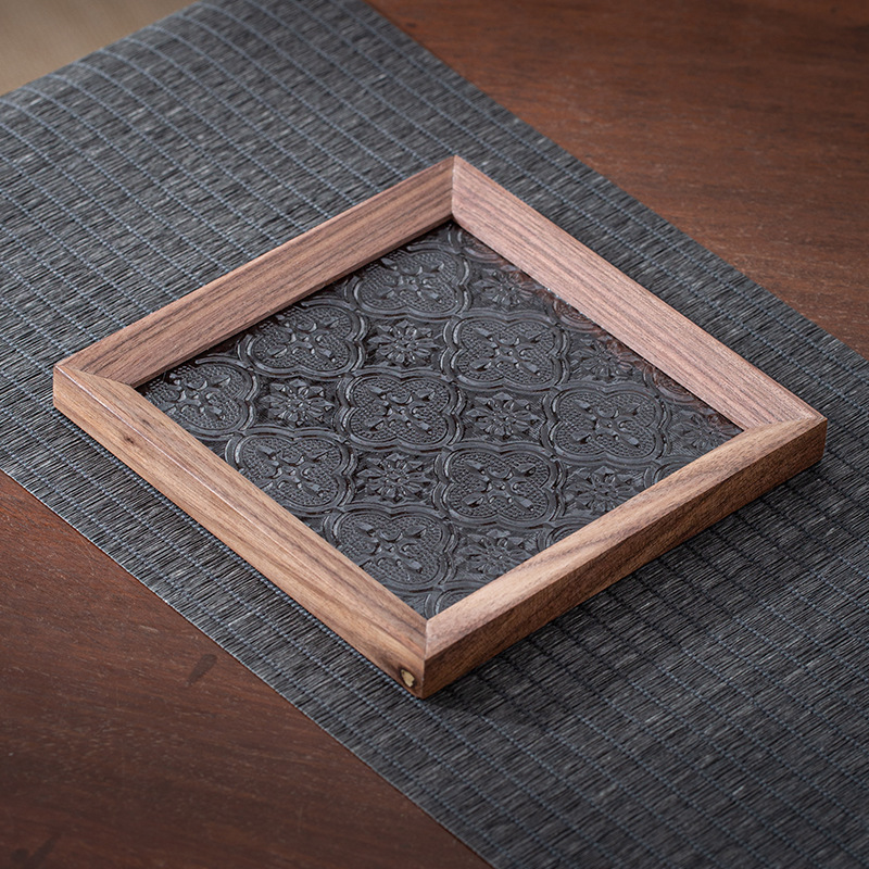 胡桃木窗戶玻璃杯墊