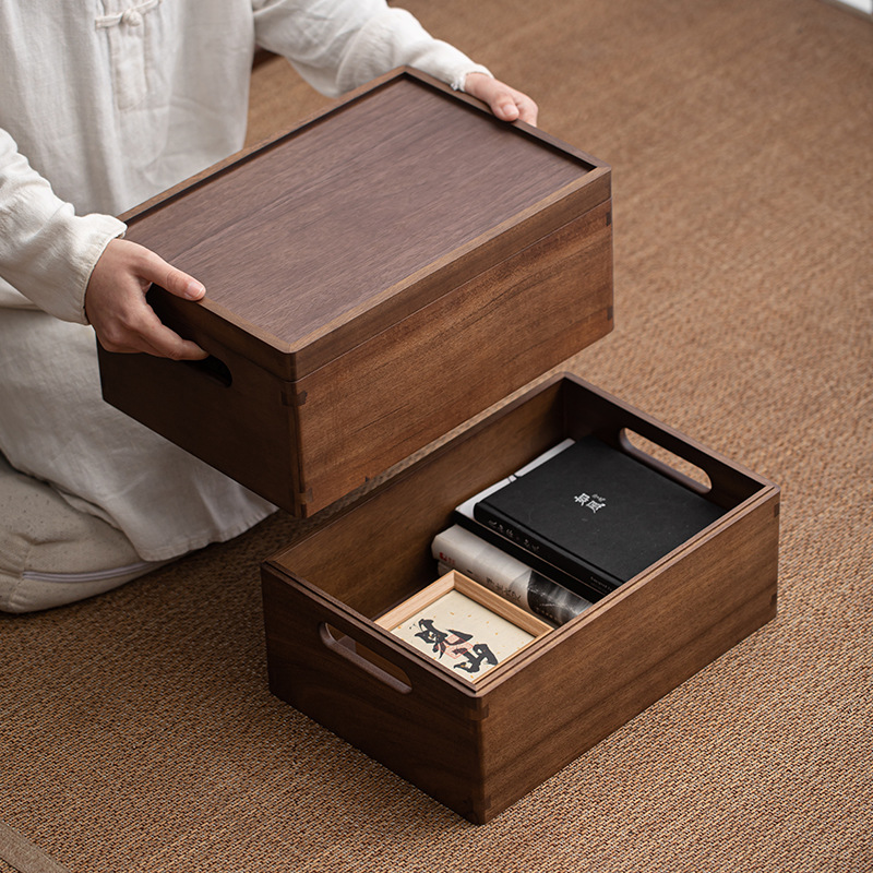 胡桃木雙層收納盒