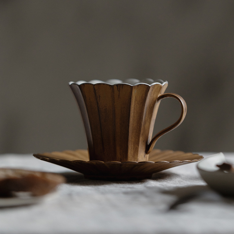 侘寂風粉引手工咖啡杯