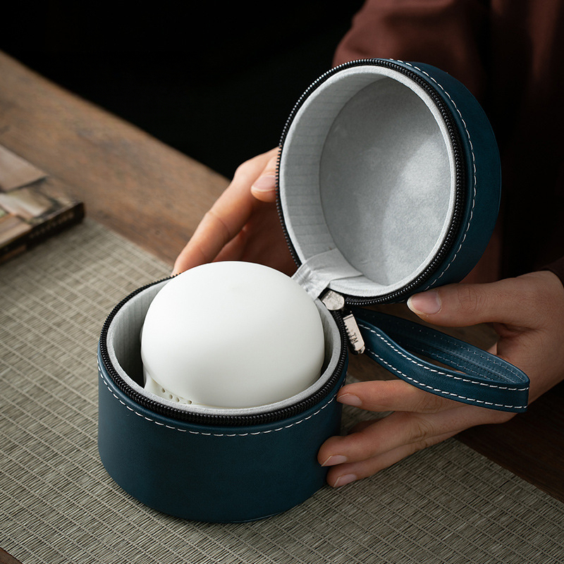 羊脂玉白瓷便攜式旅行茶具