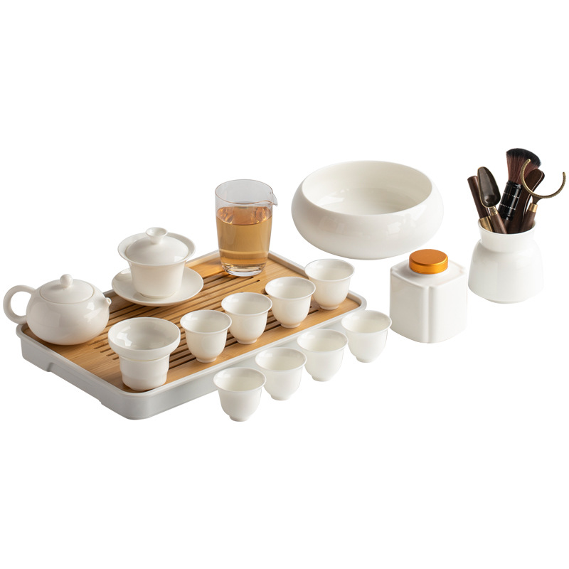 羊脂玉白瓷茶具套裝