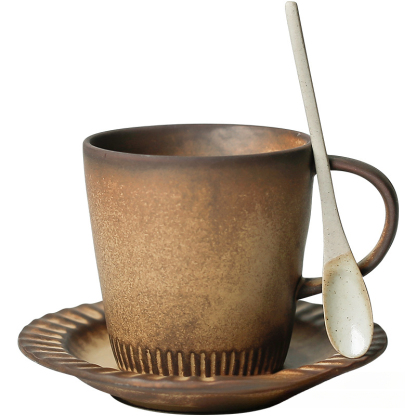 日式粗陶窑变手工咖啡杯