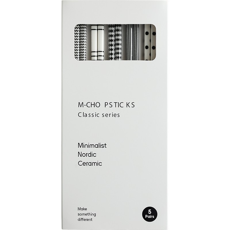 赫本風白色陶瓷筷子套裝5雙裝