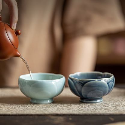 蓮花品茗杯陶