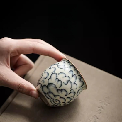 汝窯陶瓷祥雲品茗杯