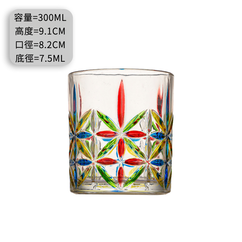 意大利手工彩繪水晶玻璃杯