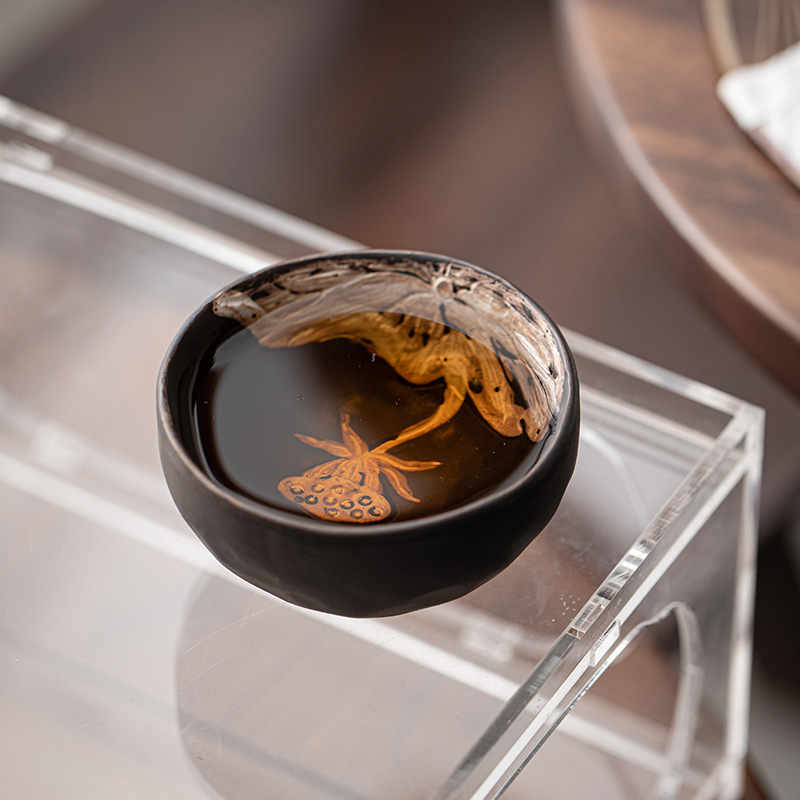 侘寂風手工粗陶蓮香杯