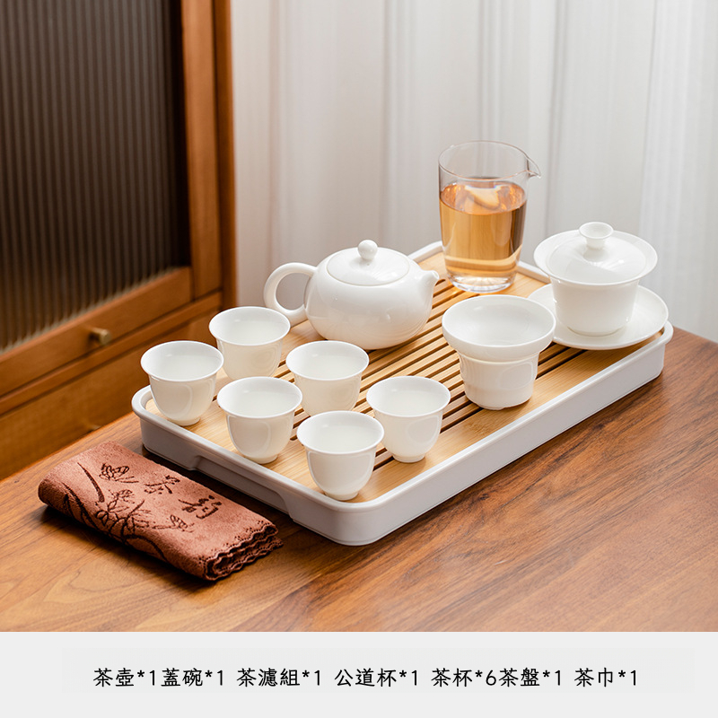 羊脂玉白瓷茶具套裝
