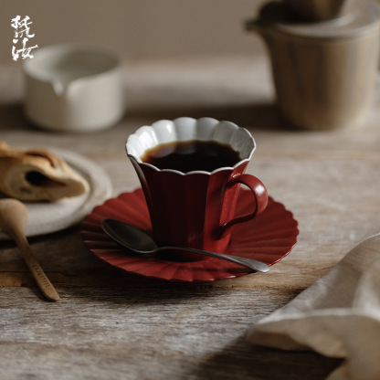 侘寂風粉引手工咖啡杯