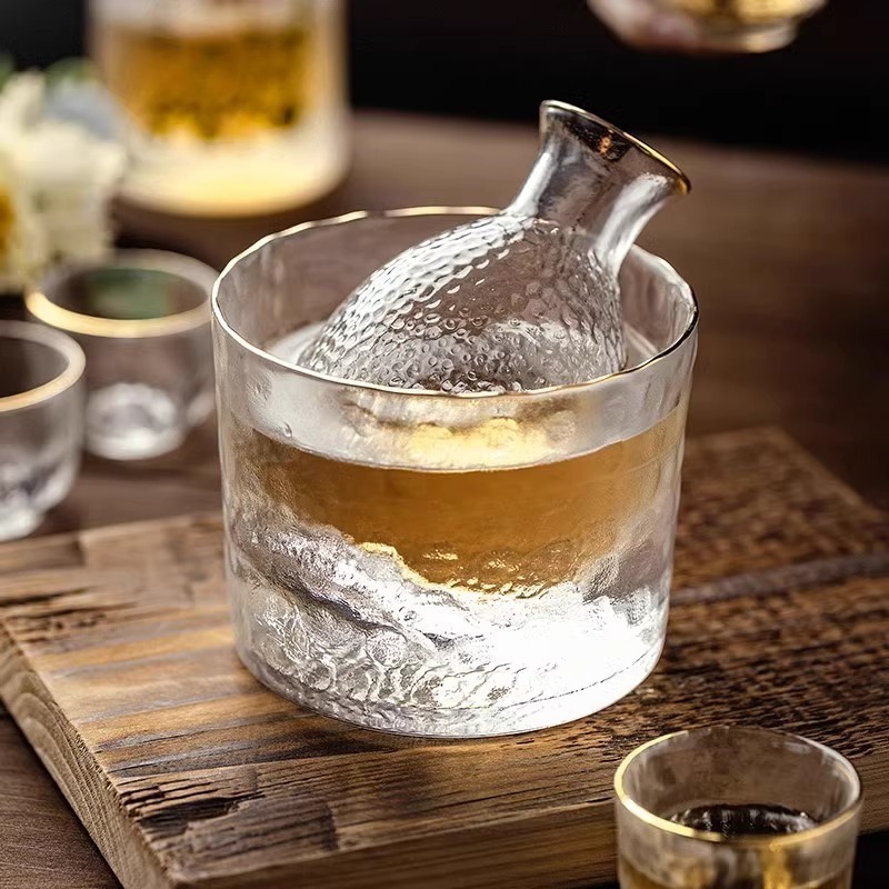 日式金邊錘紋溫酒壺套裝