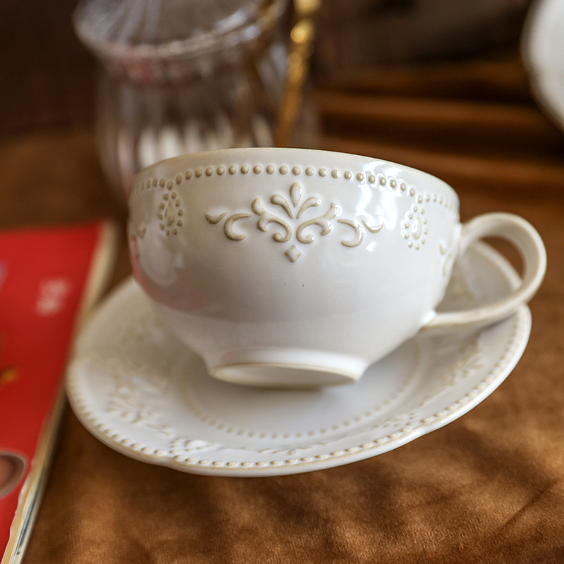 歐式浮雕拿鐵咖啡杯碟